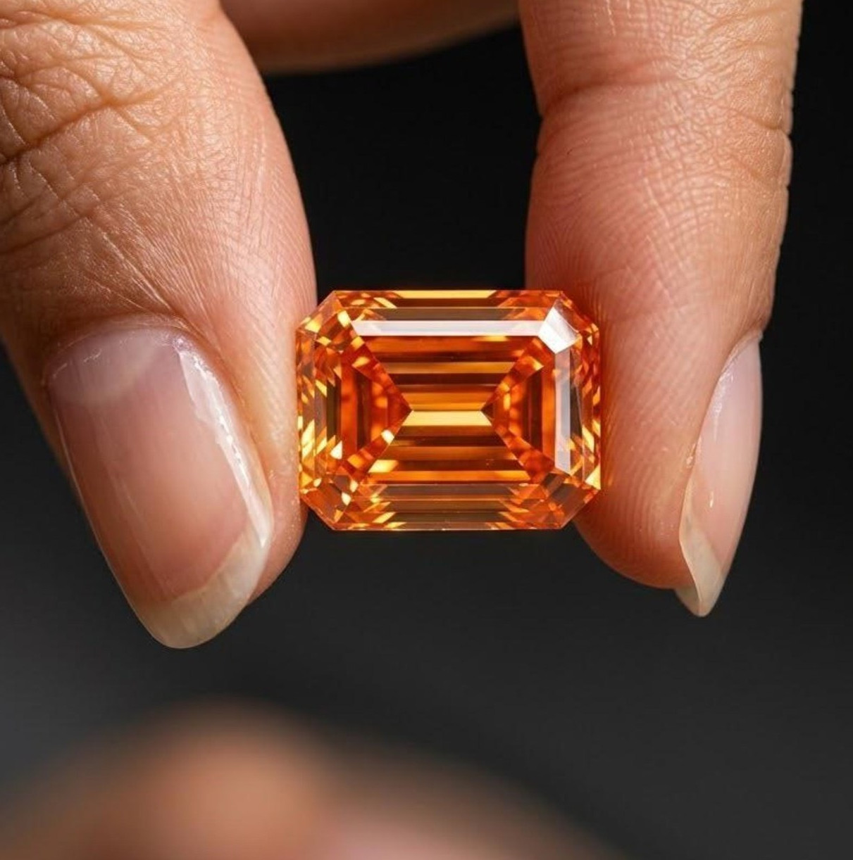 CERTIFIED 3.10 Carat Natural Orange Diamond Emerald Cut LOOSE VVS1/ 10 mm