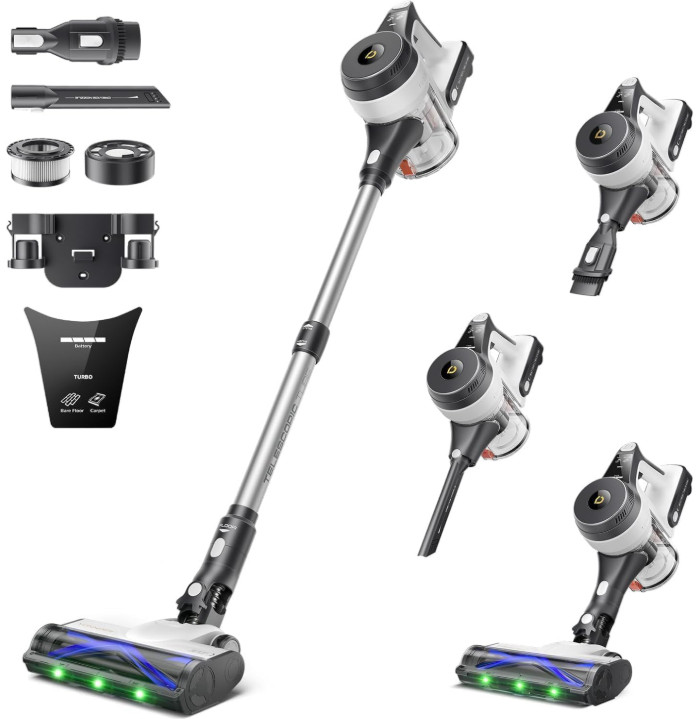 Aspiradora Escoba Sin Cable 550W 50KPa 70 Min Antienredos Pantalla LED Vertical