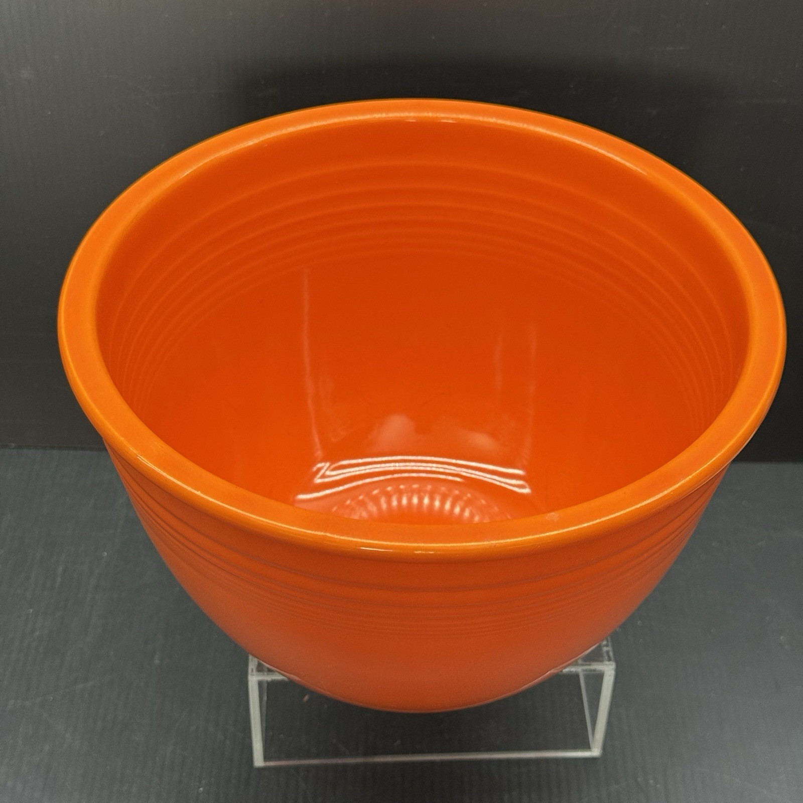 Vintage Fiesta #5 Original Red Mixing Bowl Inside Rings Wet Foot 1936-38 HLC