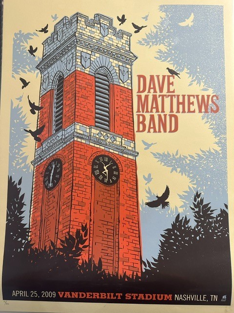 DAVE MATTHEWS BAND POSTER NASHVILLE,TN VANDERBILT 04/25/09 RARE 🔥