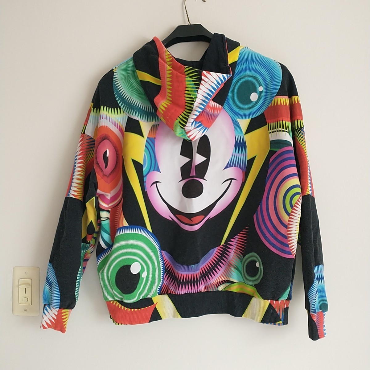 DESIGUAL Disney Mickey Mouse Digitized Hoodie Womens S Oversized Multicolor DESIGUAL Disney Mickey Mouse Digitized Hoodie Womens S Oversized Multicolor