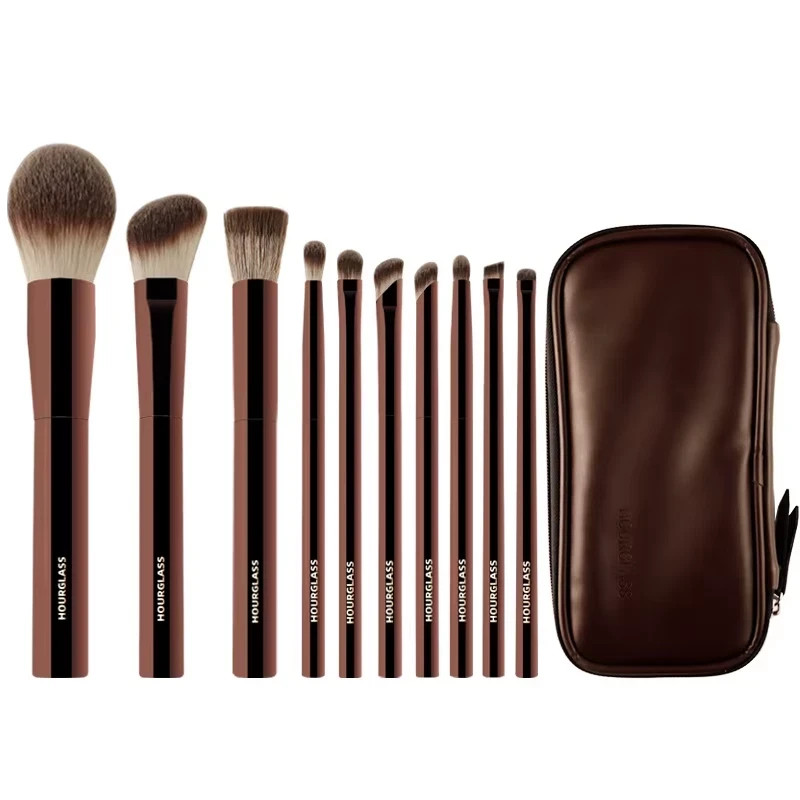 Hourglass Cruelty Free Makeup Brush Set 10 Pcs Blusher Powder Eyeshadow New