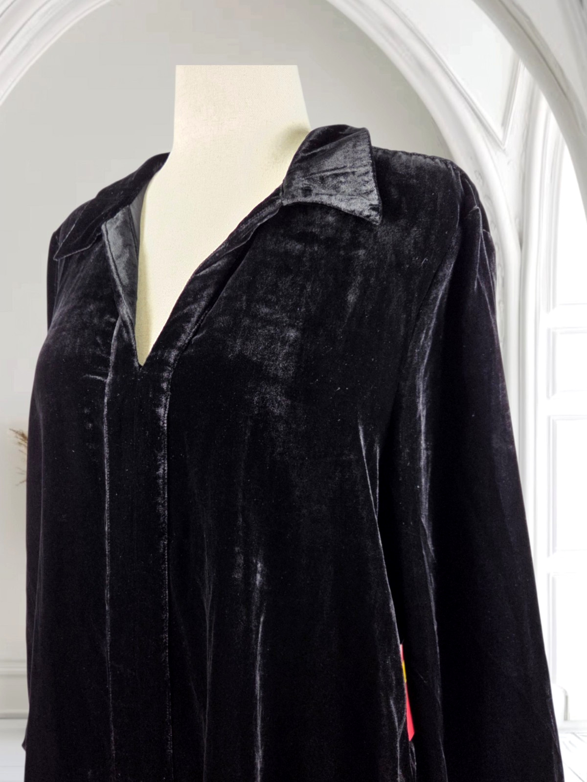 Reba Black Velvet Long Tunic Top/Dress Women\'s 14 Long Sleeve Western Country Reba Black Velvet Long Tunic Top/Dress Women\'s 14 Long Sleeve Western Country