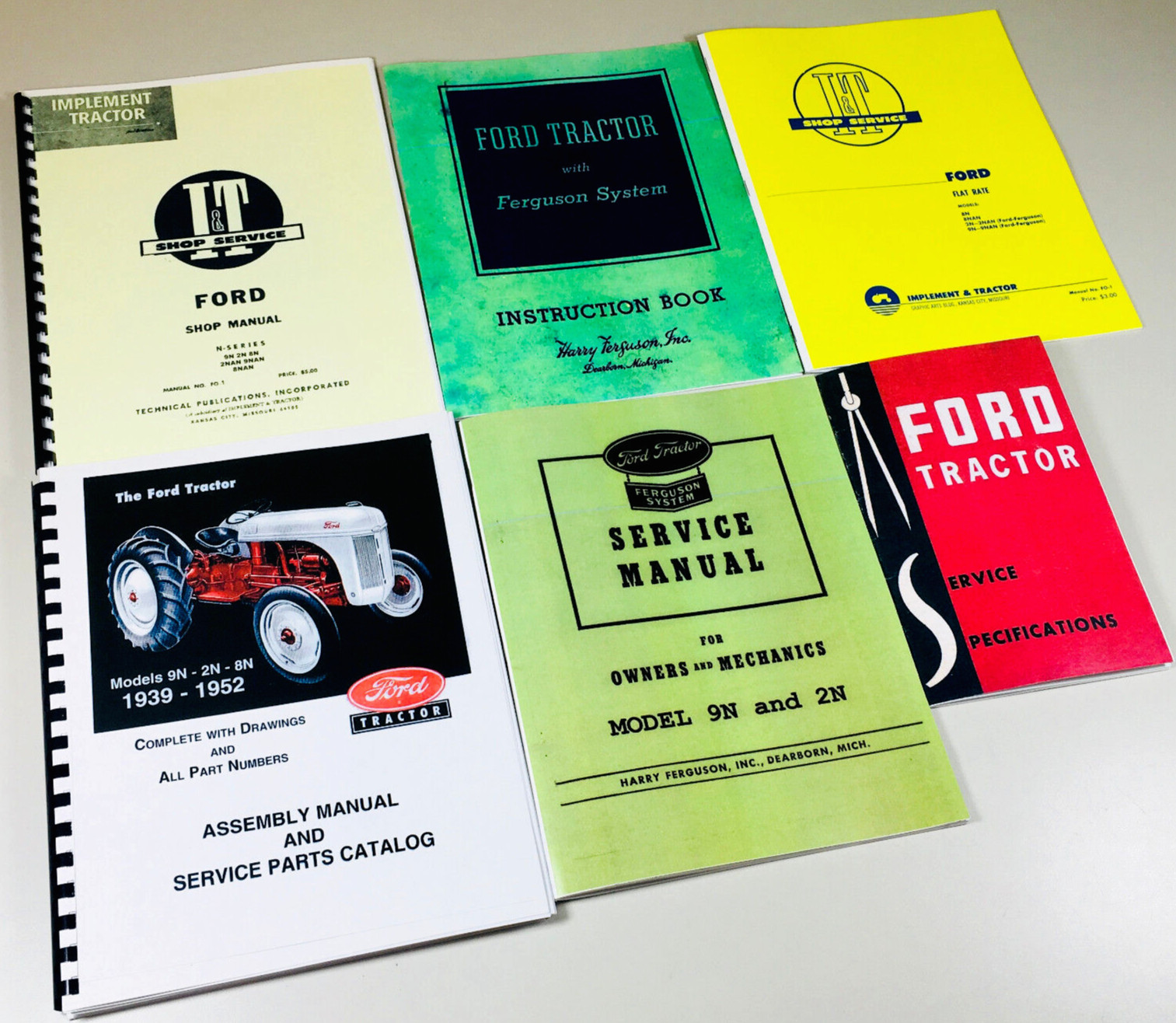 Lot 6 Ford 9N 2N Tractor Manual Shop Operators Parts Catalog Service Repair Set