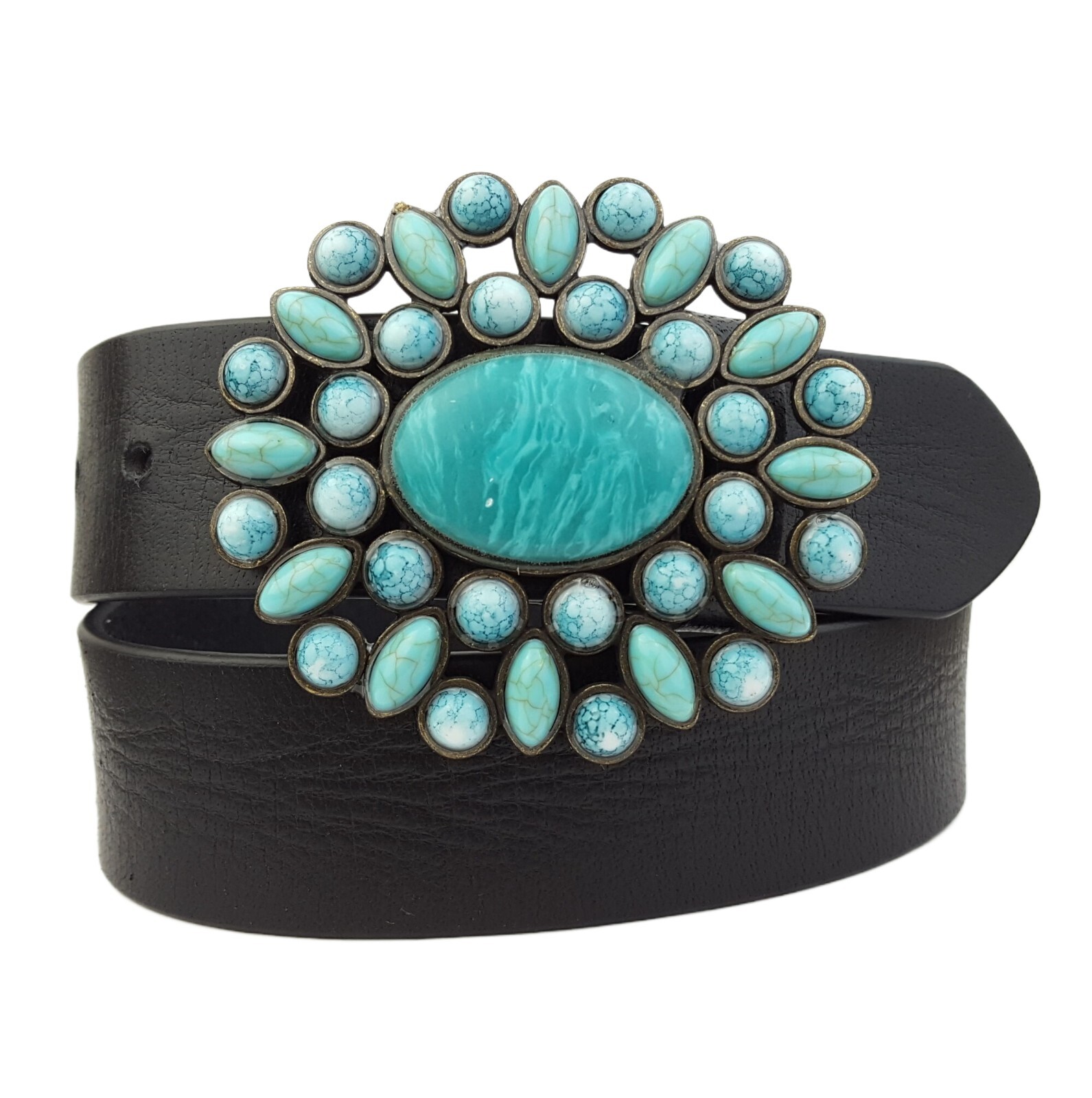 Western Turquoise Buckle with genuine leather belt Western Turquoise Buckle with genuine leather belt