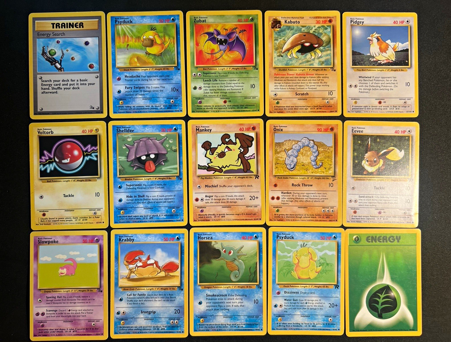 15 Vintage Pokemon Cards Lot WOTC 1999-2000 Eevee Fossil Jungle English.    7