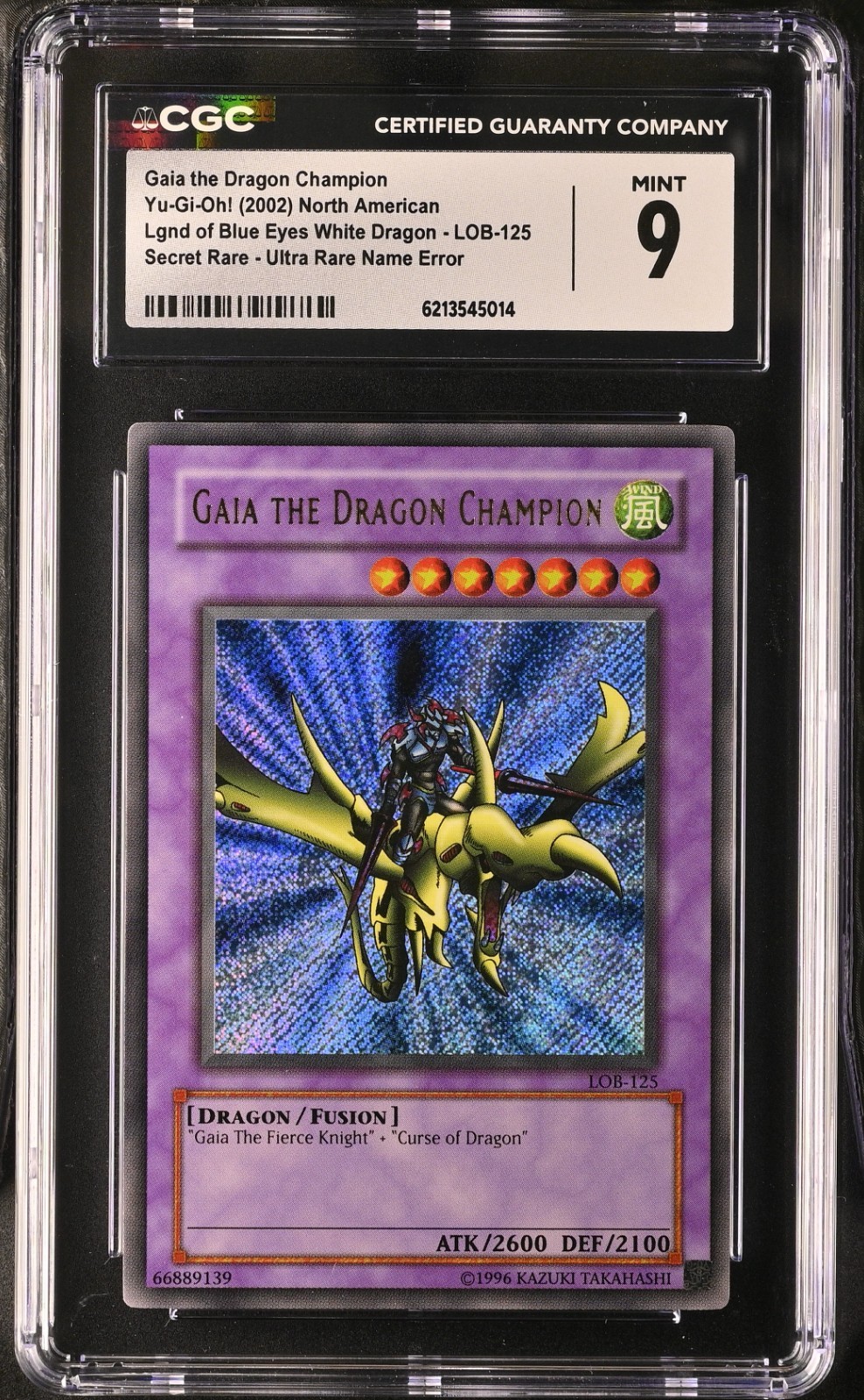 2002 Yu-Gi-Oh Gaia the Dragon Champion LOB-125 Ultra Name Error CGC 9 Secret 2002 Yu-Gi-Oh Gaia the Dragon Champion LOB-125 Ultra Name Error CGC 9 Secret