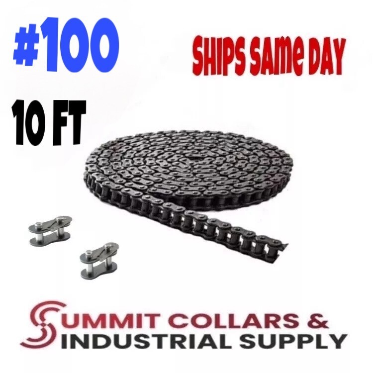 #100 Roller Chain x 10 feet + 2 Connecting Links, Great Quality #100 Roller Chain x 10 feet + 2 Connecting Links, Great Quality
