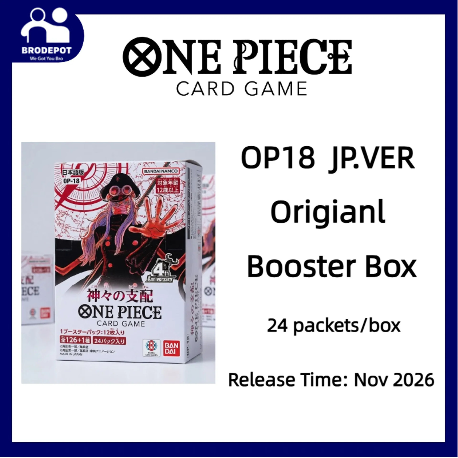 PRESALE Bandai TCG One Piece Card Game Original Booster box Vol.18 OP-18 JP