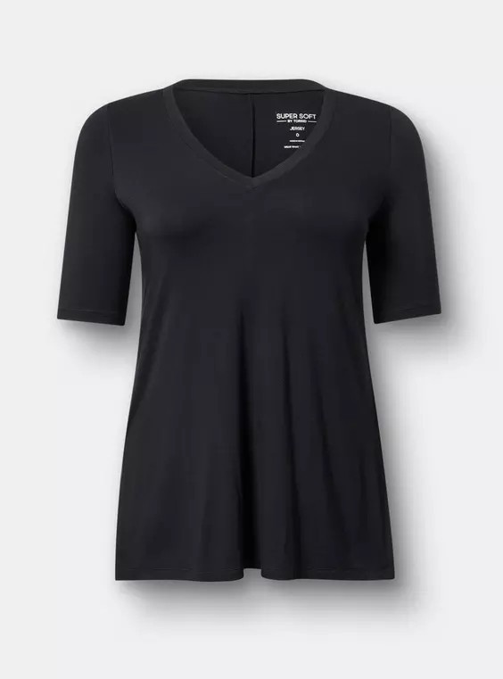 Torrid Super Soft Knit T-Shirt Short Sleeve Stretch Tunic Black 1X Torrid Super Soft Knit T-Shirt Short Sleeve Stretch Tunic Black 1X