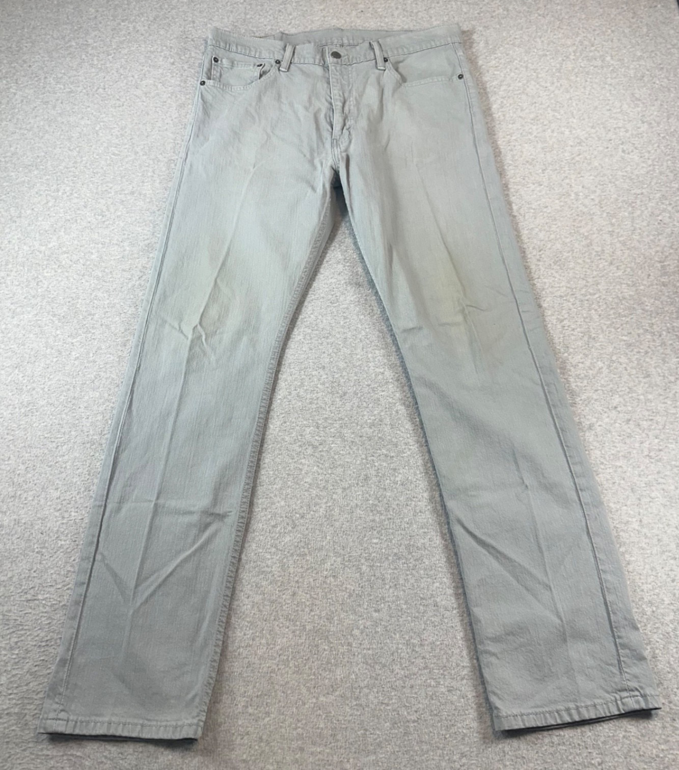 Levis 513 Men\'s Size 36Wx34L Slim Fit Denim Jeans Stretch Cotton Light Gray