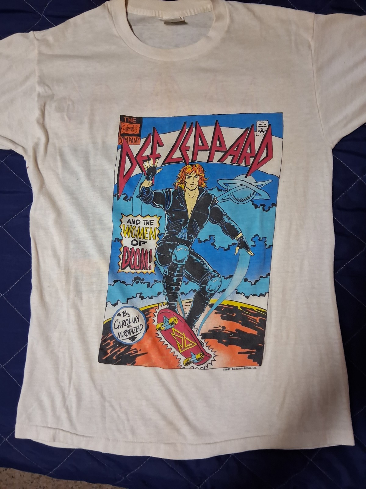 *1987 DEF LEPPARD* vtg Rare concert tour tee t-shirt (L) 80\'s Glam Hair Metal