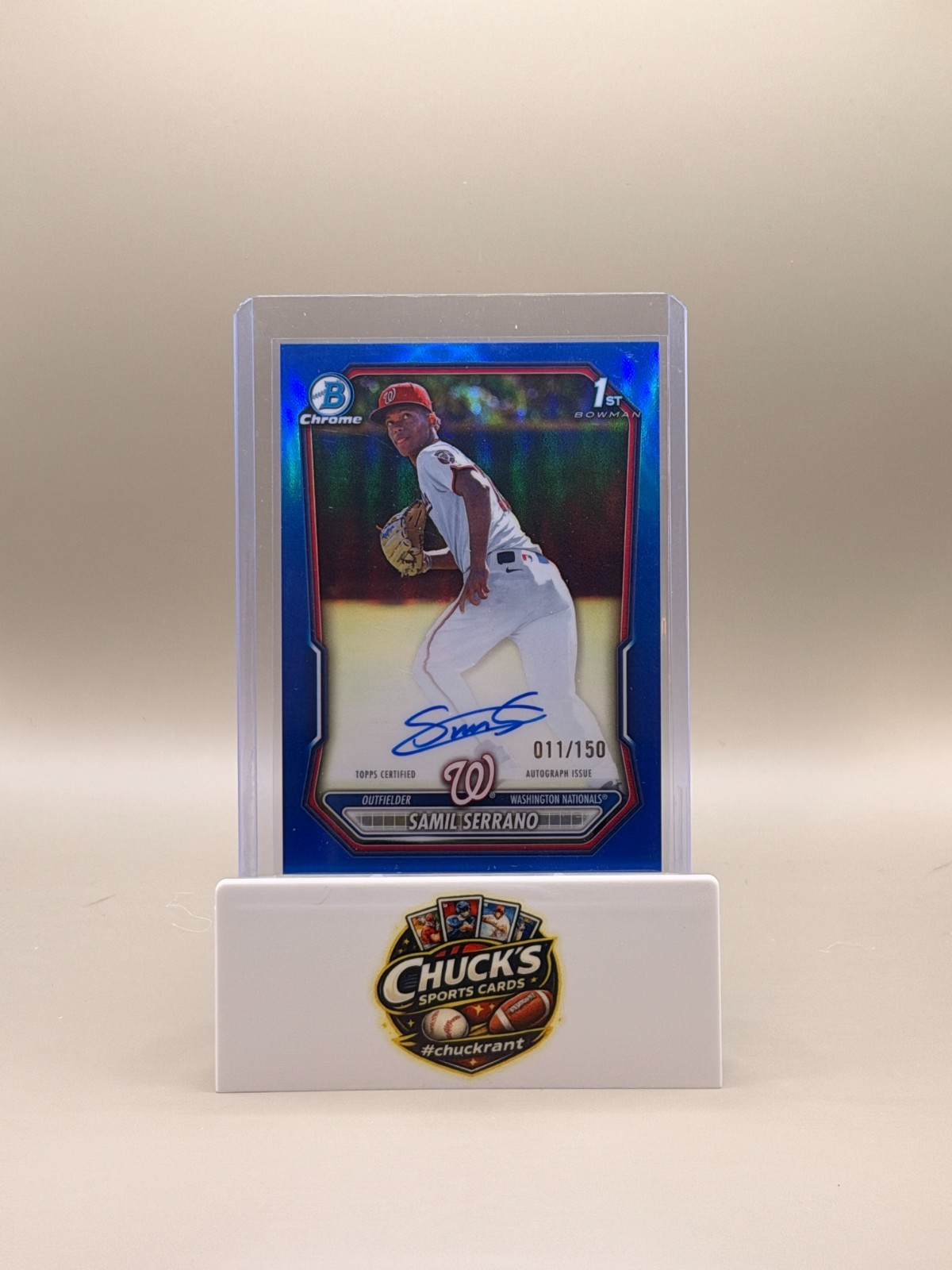 2026 Bowman Chrome Samil Serrano 1st Bowman Auto True Blue /150 Nationals