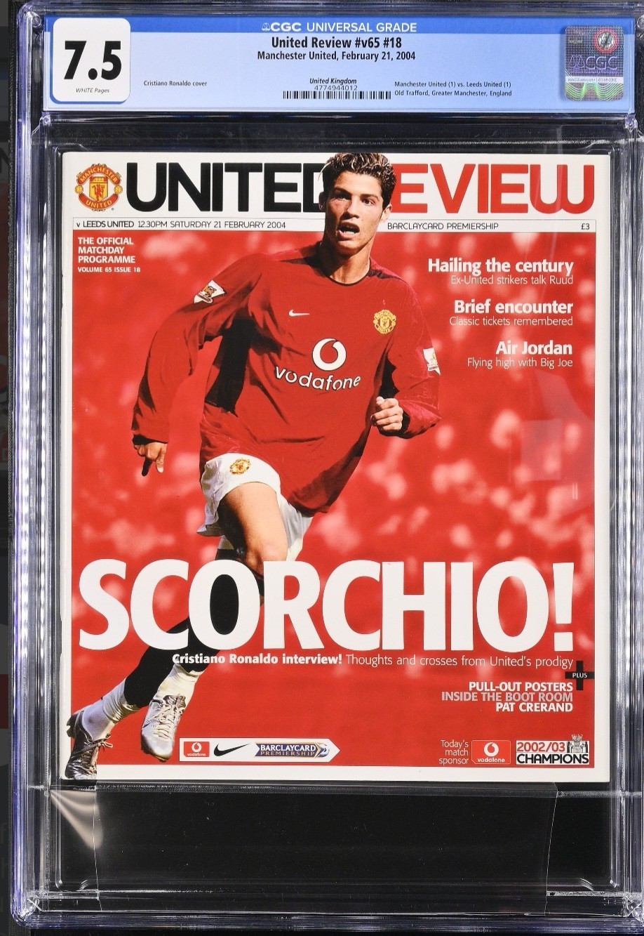 Cristiano Ronaldo 1st Rookie Soccer Magazine Cover United Review CGC 7.5