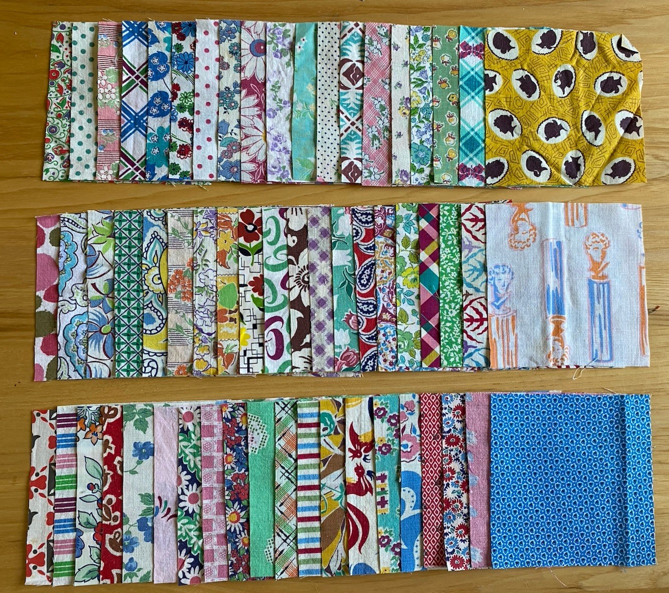 Vintage Feedsack and pre 1960s 36” Fabric Charms #529