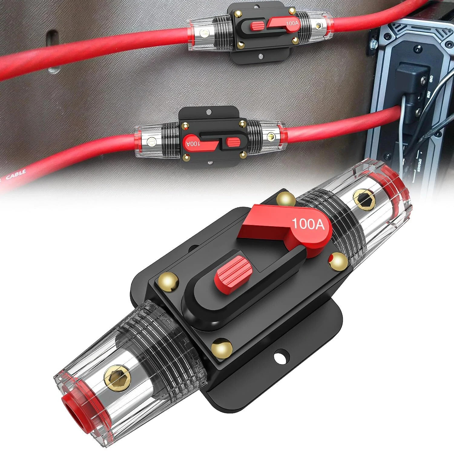100 Amp In-Line DC Circuit Breaker Solar/Audio/Car/RV 100A/100AMP Fuse 12V/24V