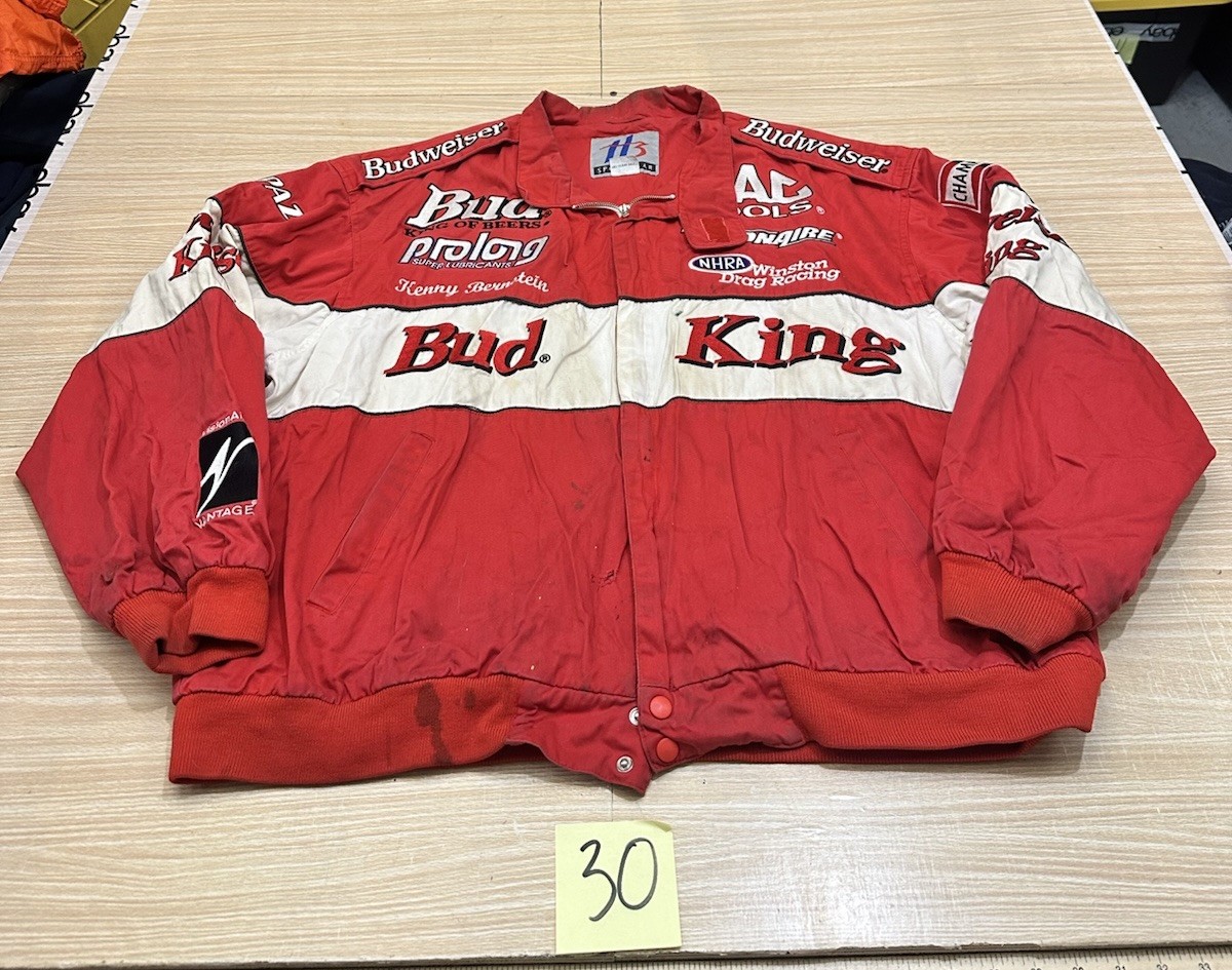 FLAWED Vintage Budweiser BUD Drag Racing Men\'s Jacket NHRA 2XL