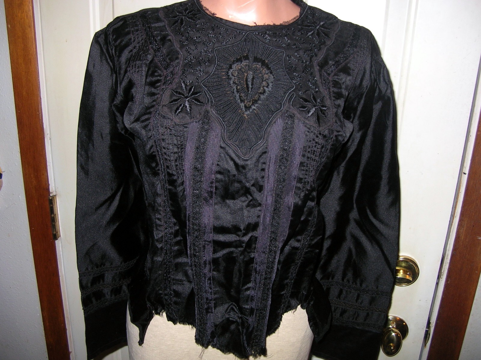 Antique Victorian Embroidered Ladies Black Mourning by Top/Blouse ..Medium Antique Victorian Embroidered Ladies Black Mourning by Top/Blouse ..Medium