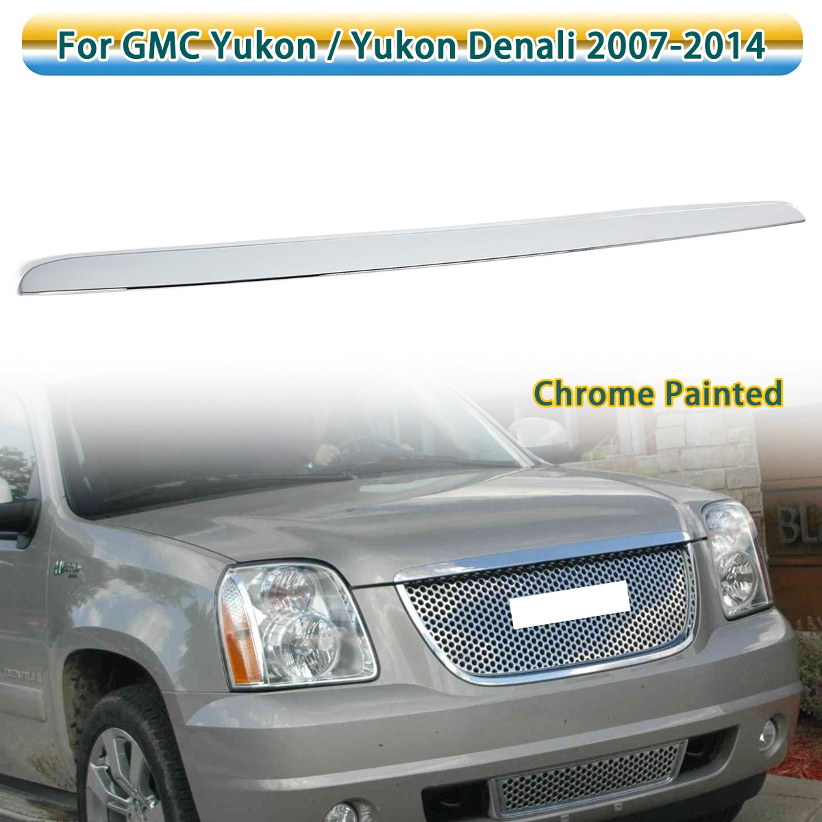 Replace Front Hood Grille Molding Trim Chrome For GMC Yukon XL Denali 2007-2014