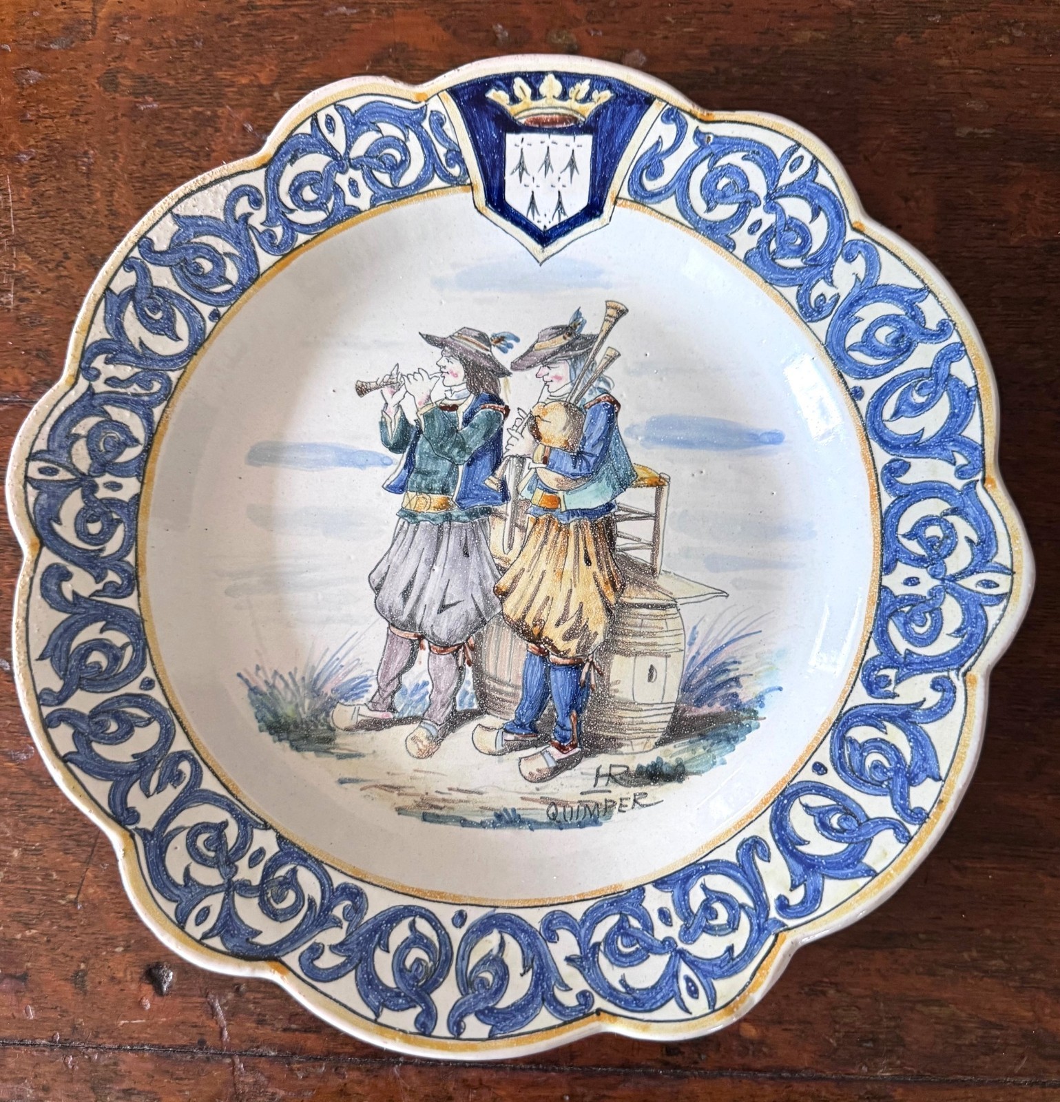Exceptionally Fine Early Quimper Plate by HR Exceptionally Fine Early Quimper Plate by HR