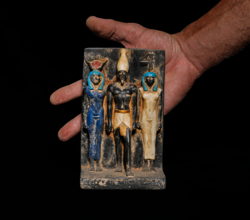 W7 - Authentic Ancient Egyptian Antiques Menkaure Triad Hieroglyphic Artifact BC