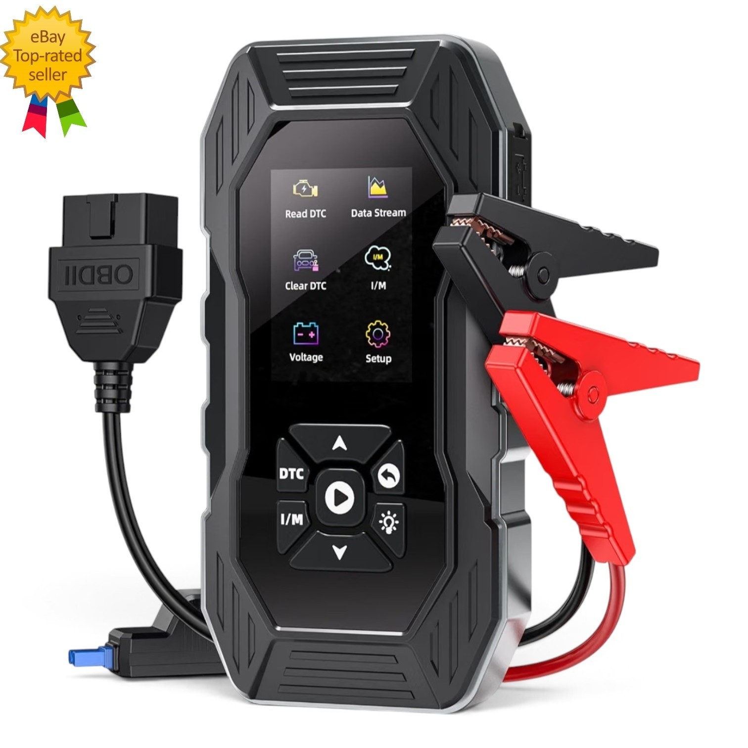 2-in1 Jump Starter with OBD2 Scanner 5000A Peak 12V Portable Car Battery Booster