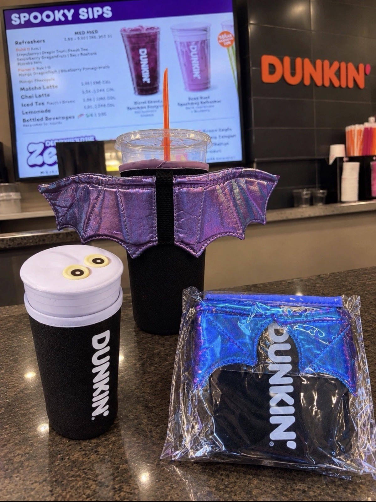 Dunkin\' Halloween Bat Wing Cup Sleeve Dunkin\' Halloween Bat Wing Cup Sleeve