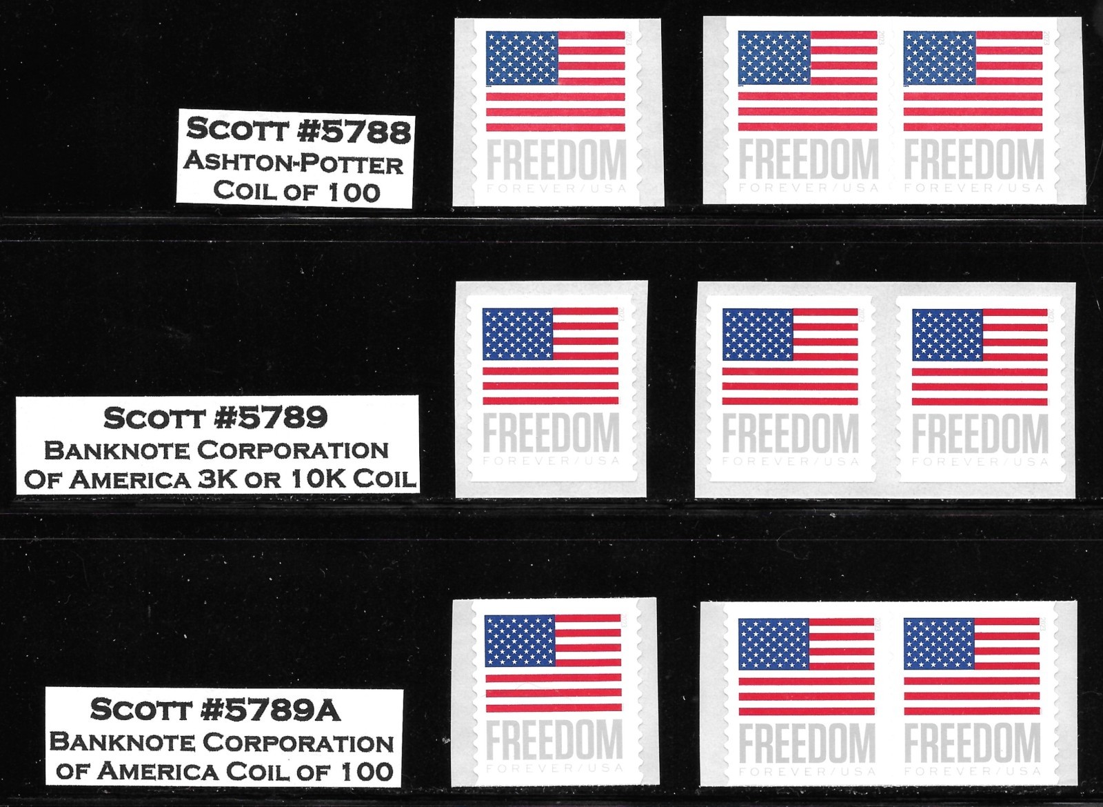 Scott #5788-5789A 2023 Flag Definitive Singles and Pairs-Complete, Mint NH