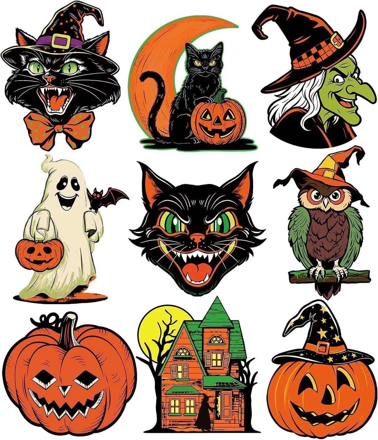 Large Vintage Halloween Decorations Double-Sided Cutouts Style 2 Large Vintage Halloween Decorations Double-Sided Cutouts Style 2
