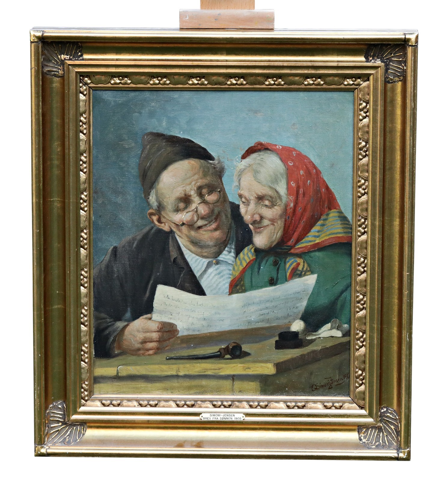 Olaf Simony Jensen (1864-1923) 1905 Oil Painting Canvas Signed Original Framed