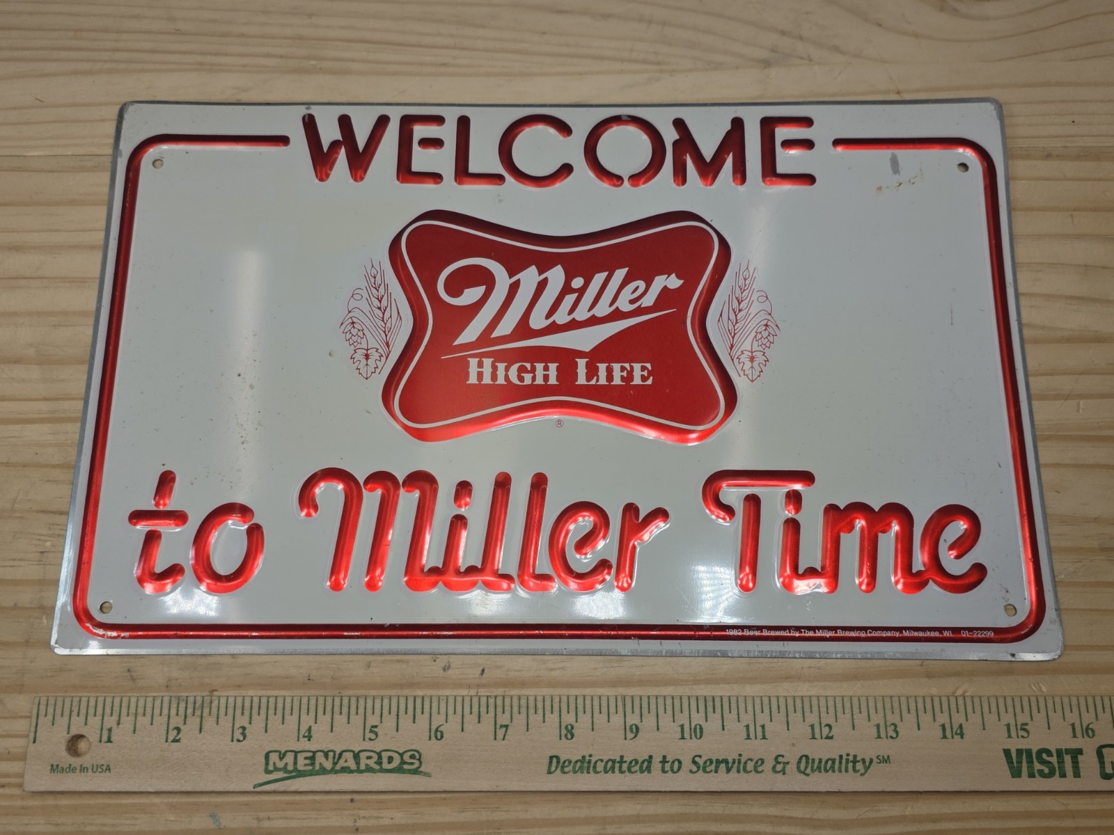 Vintage 1982 Miller High Life Metal Sign WELCOME TO MILLER TIME Embossed Vintage 1982 Miller High Life Metal Sign WELCOME TO MILLER TIME Embossed