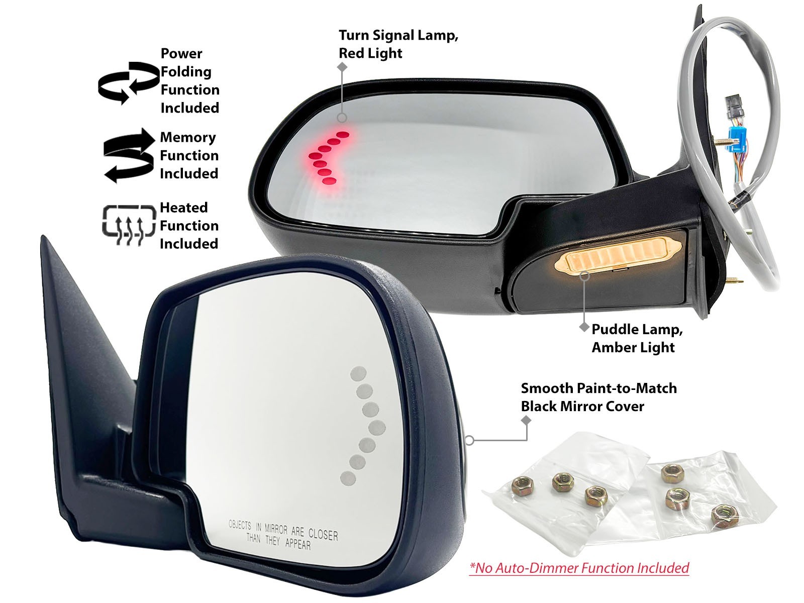 Power Folding Mirror for GM Pickup & SUV 2003-2006 Puddle Memory Right Left Pair Power Folding Mirror for GM Pickup & SUV 2003-2006 Puddle Memory Right Left Pair