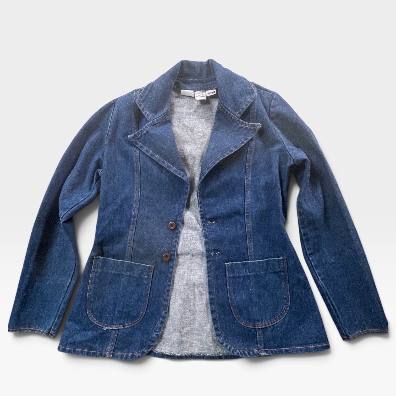Vintage 70s Wrangler Denim Blazer Jacket Blue Cotton Made in USA Large F51 Vintage 70s Wrangler Denim Blazer Jacket Blue Cotton Made in USA Large F51