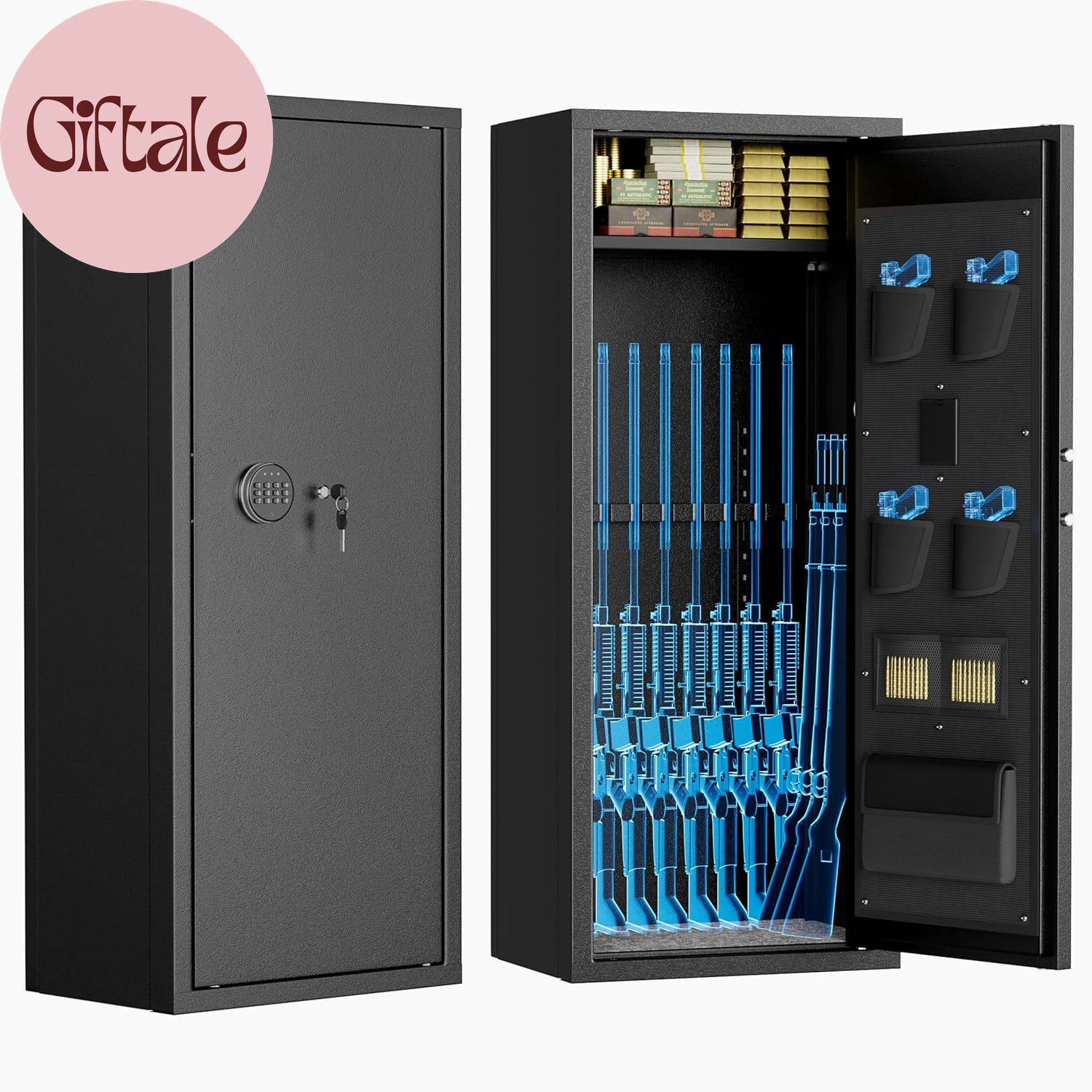 14 to 16 Rifle Gun Safe Digital Keypad Fireproof Cabinet Quick Access Black 14 to 16 Rifle Gun Safe Digital Keypad Fireproof Cabinet Quick Access Black