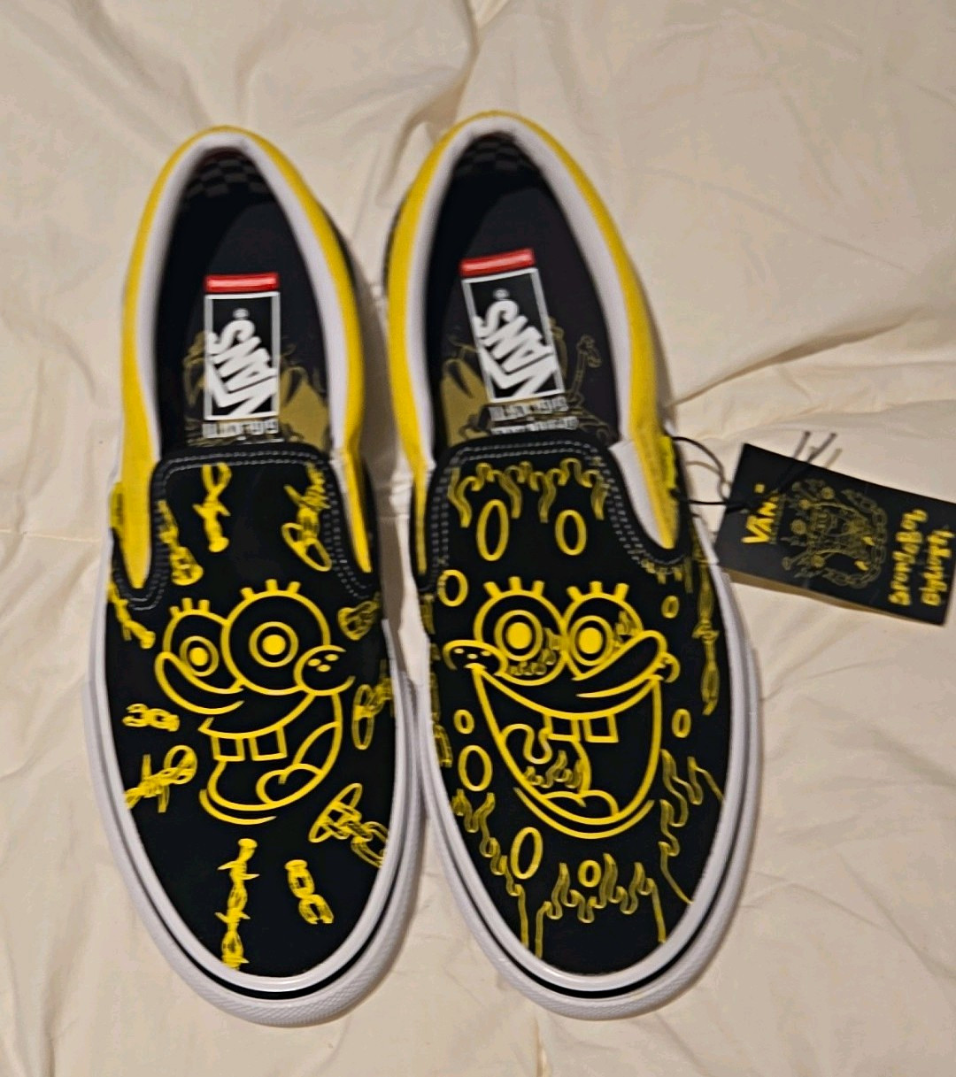 Vans Skate Slip-On SpongeBob Mike Gigliotti Black Yellow Men's 10.5 NIB NWT