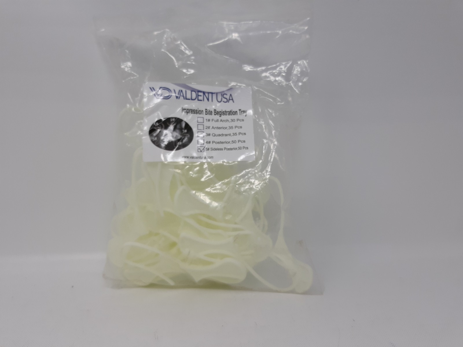 VALDENT USA Impression Bite Registration Tray Sideless Posterior 50 Pcs 