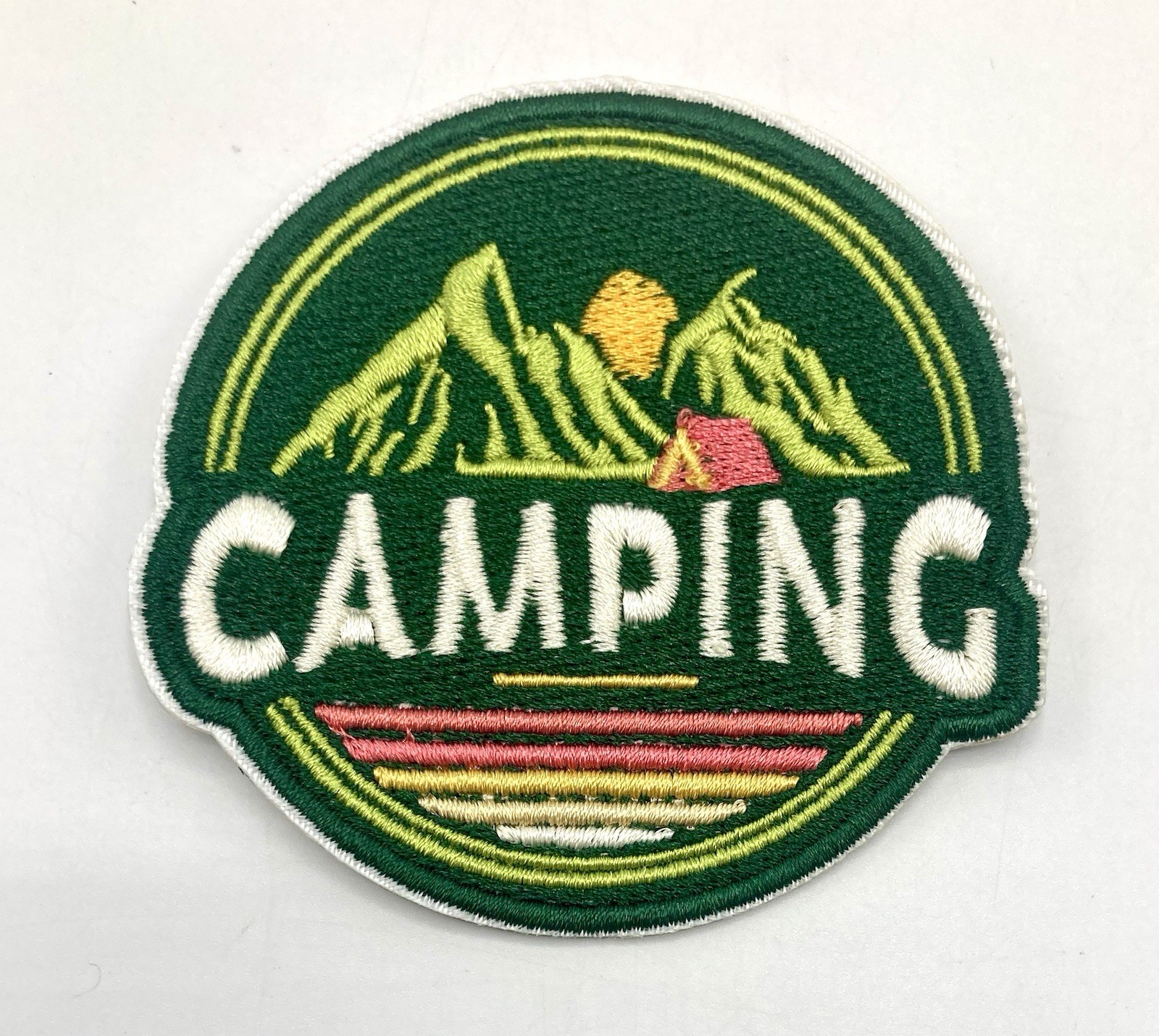 Camping Embroidered Patch Mountains Tent Sunrise Iron On Sew On 2.75” Camping Embroidered Patch Mountains Tent Sunrise Iron On Sew On 2.75”
