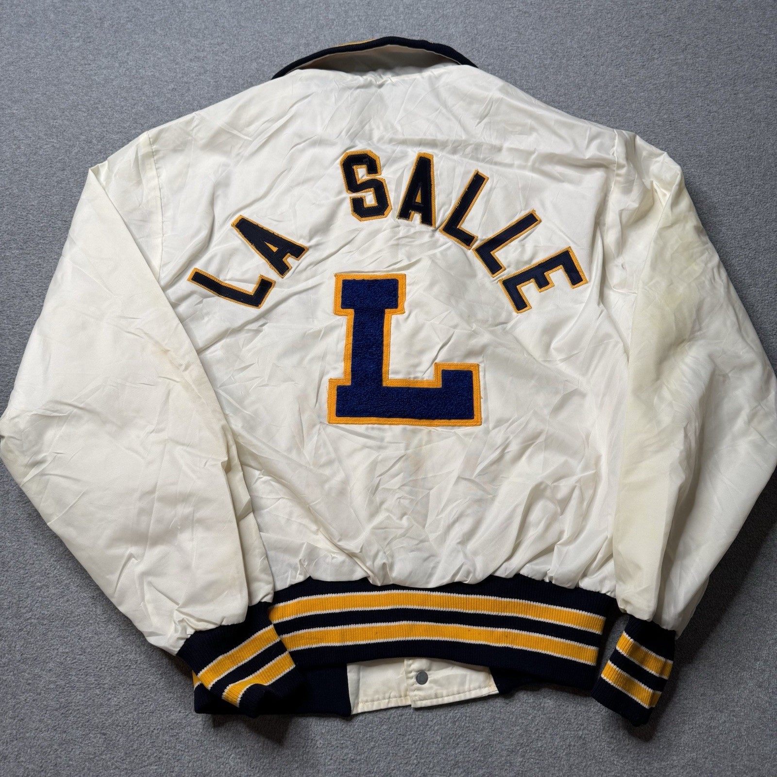 Vintage DeLong Sportswear Satin Jacket Mens Medium Satin La Salle University 80s