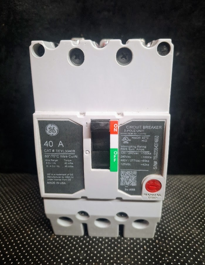 GE TEYL3040B 40 Amp 3 Pole 480V 65k Circuit Breaker SHIPS SAME DAY