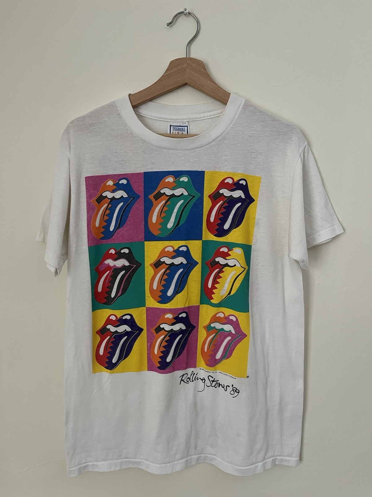 Vintage 1989 The Rolling Stones North American Tour Pop Art Tee Size Large White