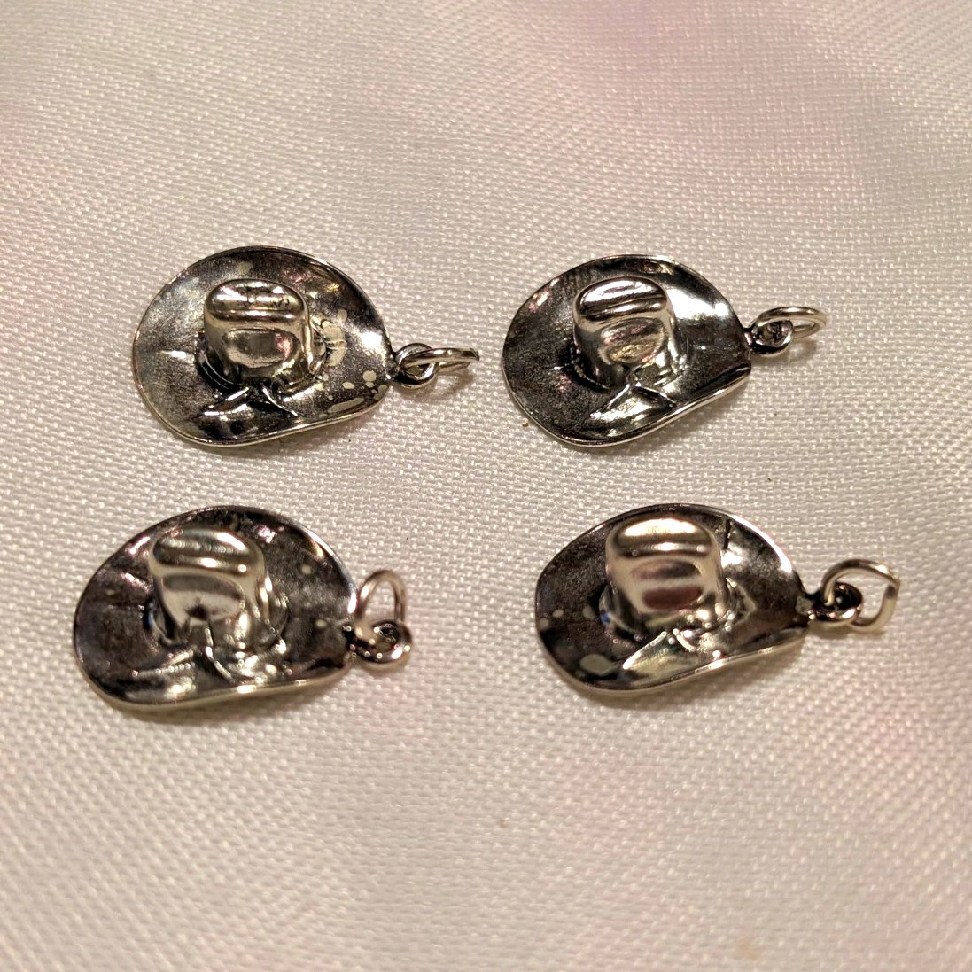 Lot Of 4 VINTAGE Sunwest .925 Sterling Silver Cowboy Hat Charms - Lot Of 4 VINTAGE Sunwest .925 Sterling Silver Cowboy Hat Charms -