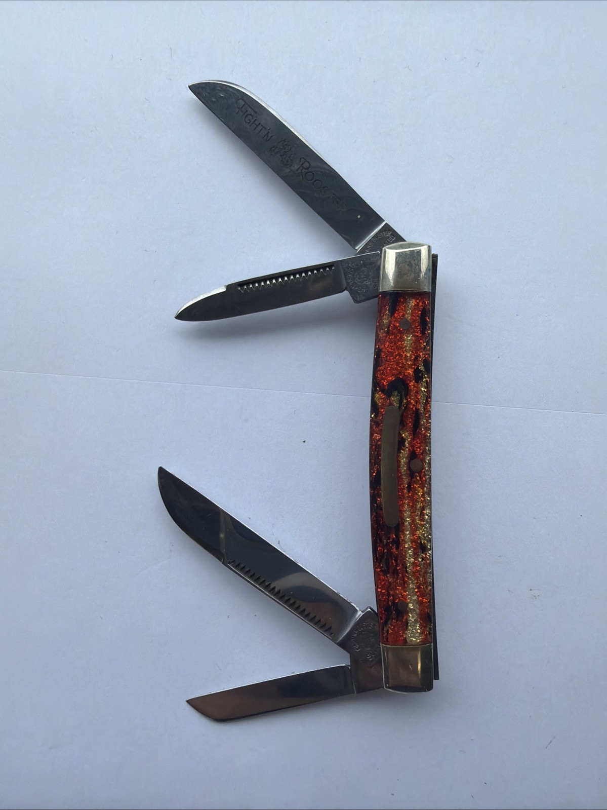Fight’n Rooster Frank Buster Christmas Tree Pocket Knife Rare Color Wow Fight’n Rooster Frank Buster Christmas Tree Pocket Knife Rare Color Wow