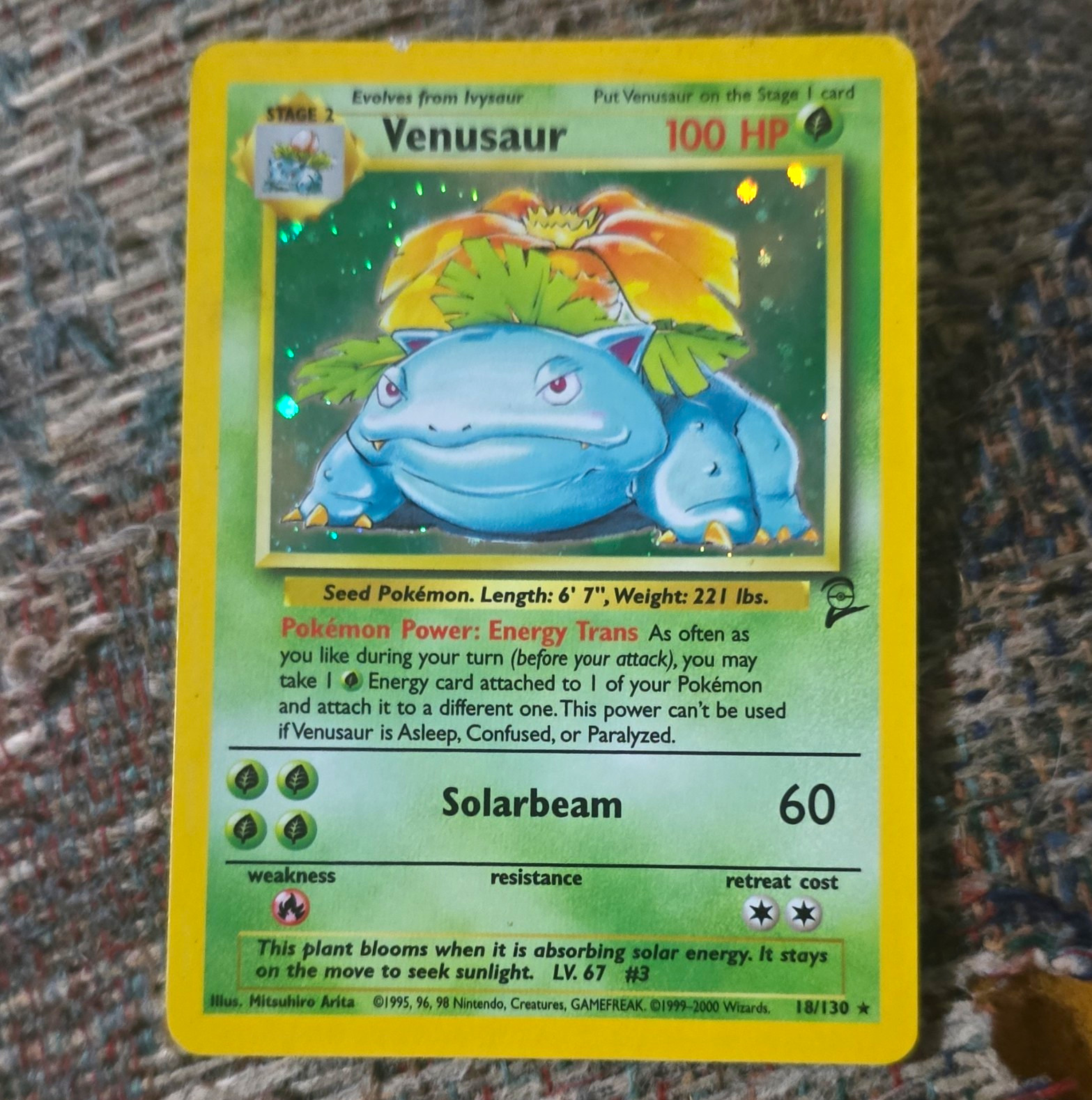 The Pokémon Company Venusaur Base Set 2 Holo Rare 18/130 100 HP English 2000