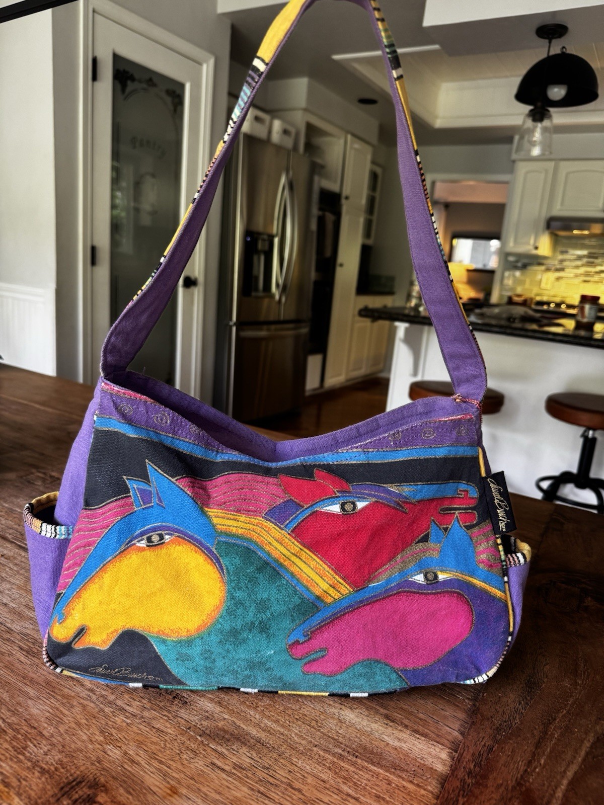 Vintage Laurel Burch Wild Stallions Canvas Purse Shoulder Bag\