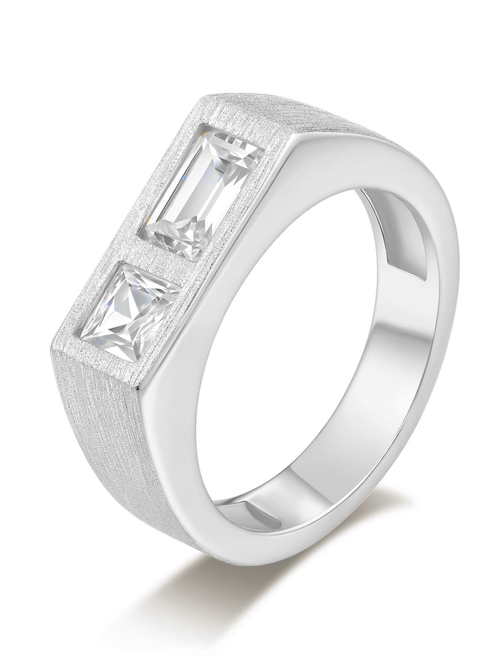 Aurvelle Mens Moissanite Ring 925 Sterling Silver Emerald Cut Band Size 10