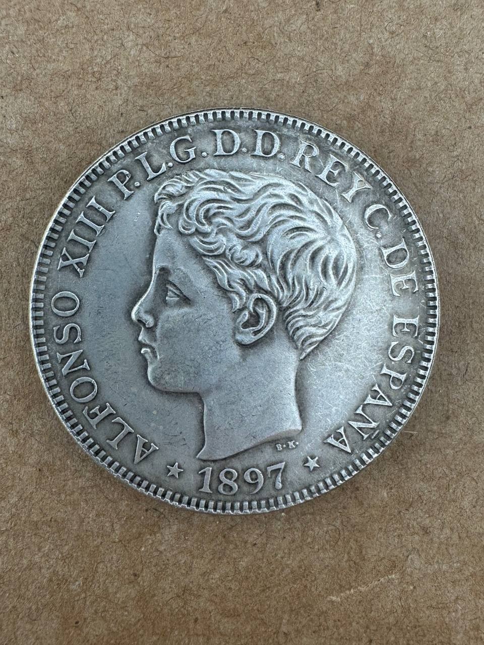 ISLAS FILIPINAS 1897 Coin UN PESO 1 Peso Alfonso XIII