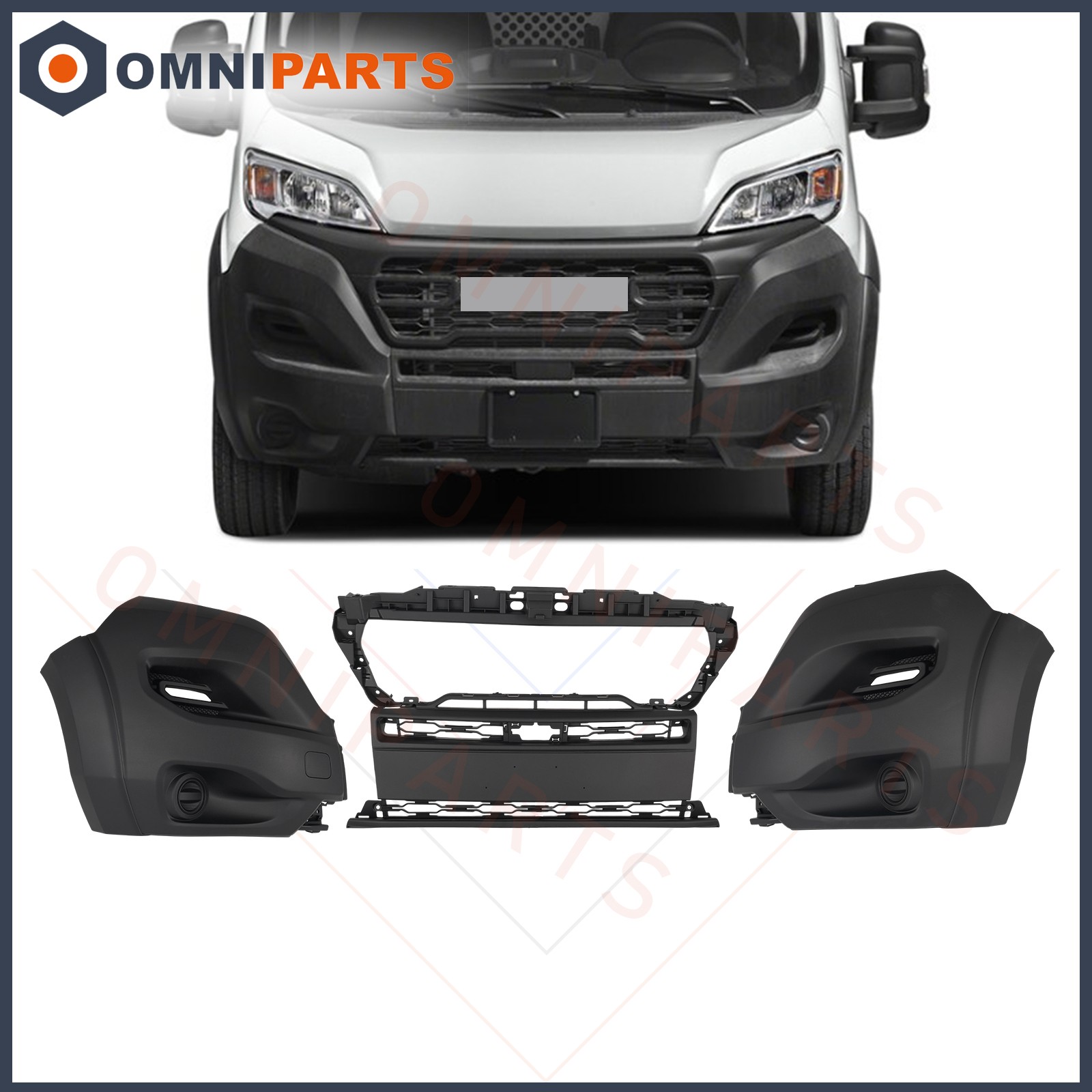 For 2023-2025 Ram Promaster 1500 3500 Front Bumper Left & Right Center Cover Set
