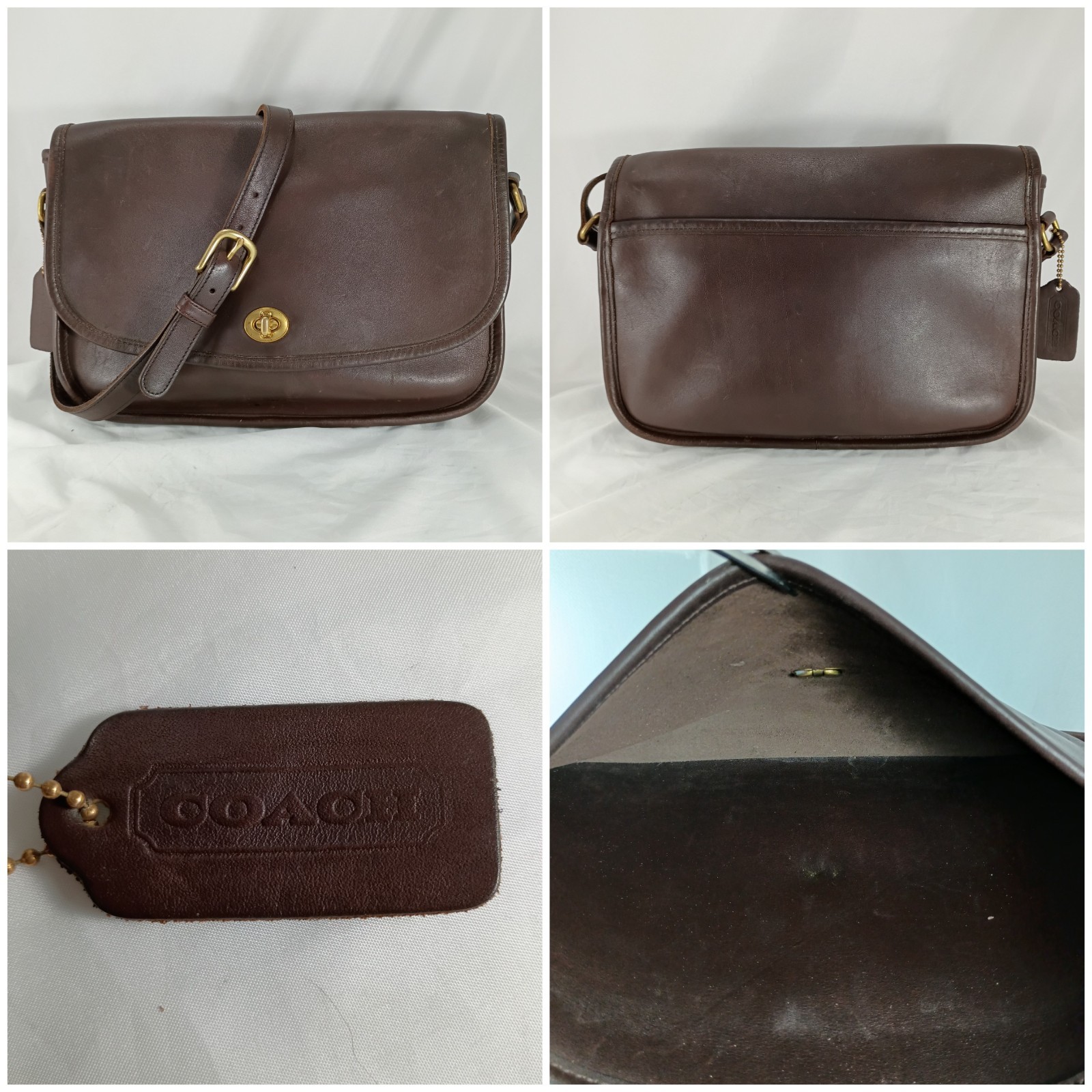 Coach 9790 City Bag Dark Brown Shoulder Crossbody Bag Turnlock & Charm Clean VTG