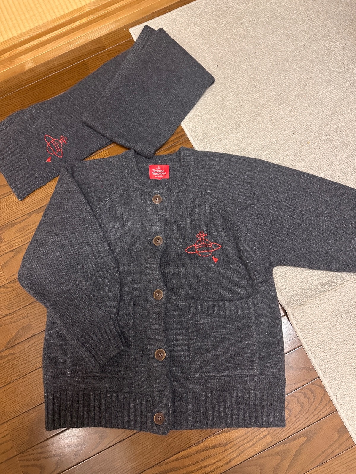 Vintage Vivienne Westwood RED LABEL Orb Knit Cardigan & Scarf Set Size 00