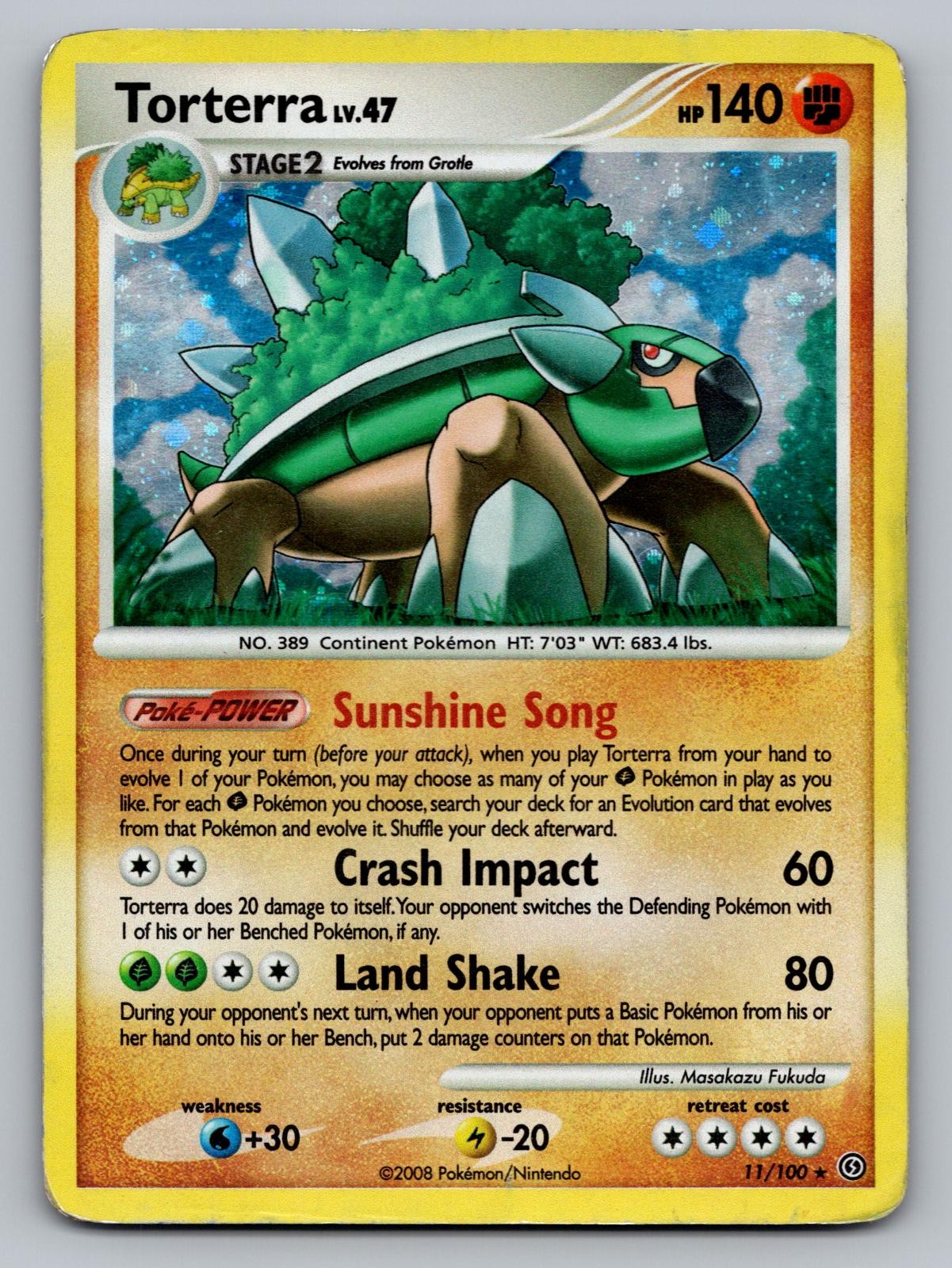 Torterra 11/100 Holo Rare Stormfront Pokemon Lightly Played